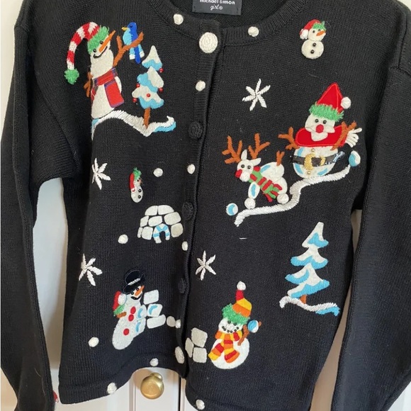 Michael Simon Other - MICHAEL SIMON GIRL CHRISTMAS Holiday CARDIGAN SWEATER SNOWMAN~Size 10